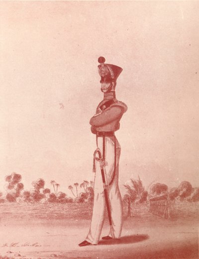 Madrasin armeijan kevyen jalkaväen upseerit, c1837-1843, 1909 tekijältä William Hunsley