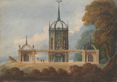 Suunnittelu goottilaiselle Belle Vuelle, n. 1800. tekijältä William Hurst Ashpitel