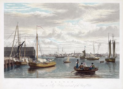 Boston, Ship Housesta, laivastotehtaan länsipäästä, noin 1833. tekijältä William James Bennett