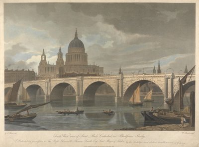 St. Paulin katedraali ja Blackfriars Bridge lounaasta nähtynä tekijältä William James Bennett