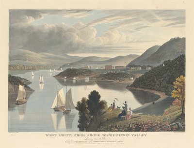 West Point, Washington Valleyn ylhäältä: Jokea alaspäin katsottuna tekijältä William James Bennett after George Cooke