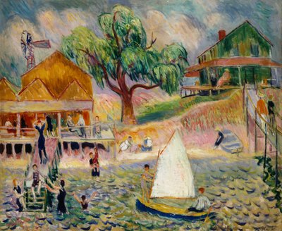 The Green Beach Cottage, Bellport, Long Island, n. 1911-1916 (öljy kankaalle) tekijältä William James Glackens