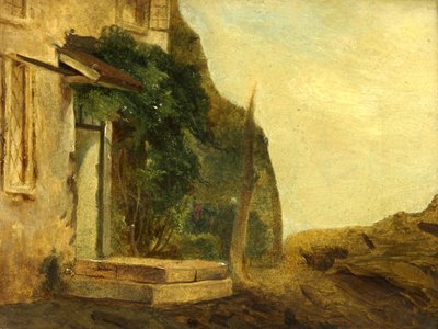 Mökin oviaukko (öljy paneelissa) tekijältä William James Muller