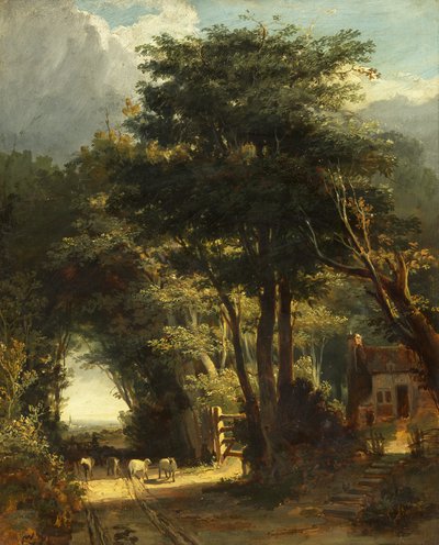 Maisema Frenchayn kirkon kanssa kaukana (öljy kankaalle) tekijältä William James Muller