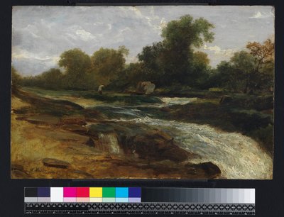 Jokimaisema kalastajan kanssa, 1842 tekijältä William James Muller