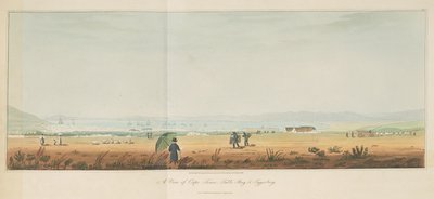 Näkymä Kapkaupungista, Table Baystä ja Tygerbergistä, julkaisusta Travels in the Interior of Southern Africa, voi. 1 tekijältä William John (after) Burchell