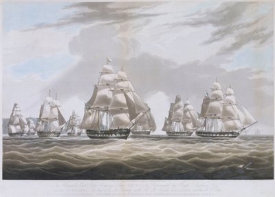 Itä-Intian komppanian laiva Inglis lähdössä St Helenalta heinäkuussa 1830. tekijältä William John Huggins