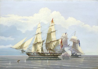 "HMS "Buzzardin" suorittama espanjalaisen orjakauppa-alus "Formidable" kaappaus 17. joulukuuta". tekijältä William John Huggins