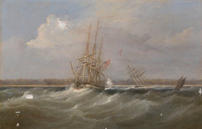 Oopiumklipperi "Sylph" pelastettu luuppi "Clive":n toimesta, noin 1835 (öljymaalaus). tekijältä William John Huggins