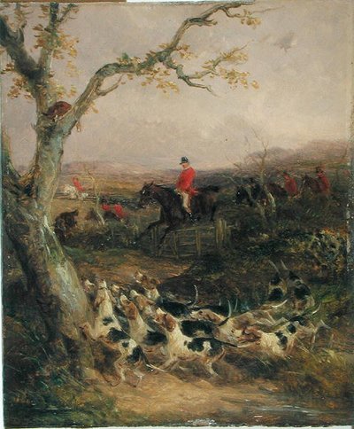 Etelätuuli ja pilvinen taivas julistavat metsästysaamua (öljy kartongille) (katso 225061-225062) tekijältä William Joseph Shayer