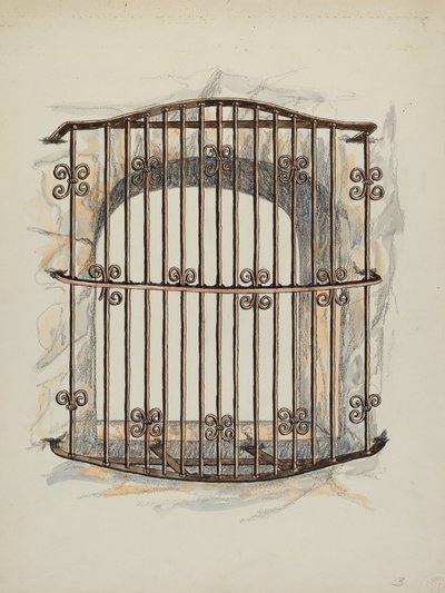 Rautasäleikkö ikkunan restauroinnissa, c. 1941. tekijältä William Kieckhofel