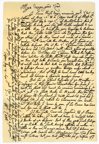 Canterburyn arkkipiispan William Laudin kirje Edward Conwaylle, 14. elokuuta 1640. tekijältä William Laud