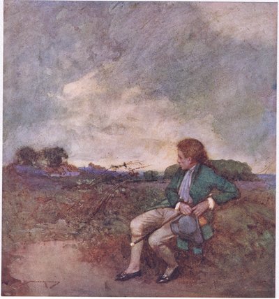 Täällä, kun kuljen yksinäisiä kierroksiani, keskellä sotkuisia kävelyjäsi ja raunioalueita (värilitho) tekijältä William Lee Hankey