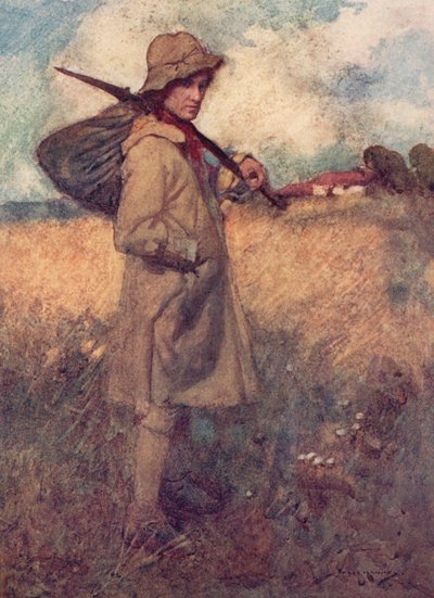 Kuvitus Oliver Goldsmithin teoksesta The Deserted Village (värilitho) tekijältä William Lee Hankey