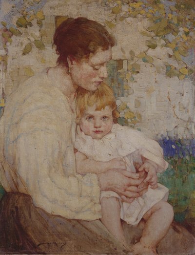 Äiti ja lapsi (öljy kankaalle) tekijältä William Lee Hankey