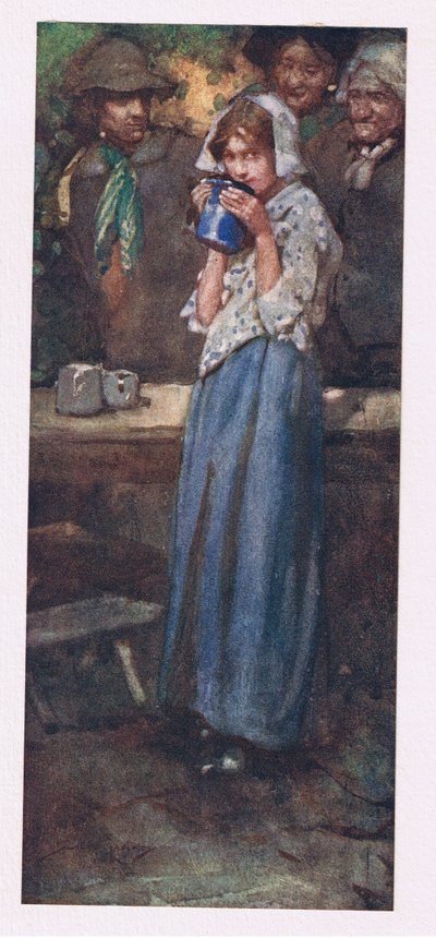 Eikä piika, joka on puoliksi valmis puristumaan, ei saa suudella kuppia antaakseen sen levätä (väri litho) tekijältä William Lee Hankey