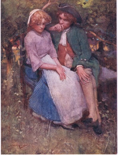 Orapihlajapensas, jossa istuimet varjon alla, iän puhumiseen ja kuiskaukseen ystäville tehty! (väri litho) tekijältä William Lee Hankey