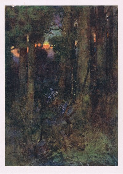 Ne mattametsät, joissa linnut unohtivat laulaa, mutta hiljaiset lepakot uneliaisissa rypäissä takertuvat (väri litho) tekijältä William Lee Hankey