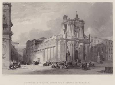 Duomo of Syracuse, entinen Minervan temppeli (kaiverrus) tekijältä William Leighton Leitch
