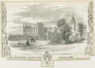 Drayton Bassett - "Drayton Manor": puupiirros ja [c 1843] tekijältä William Linton