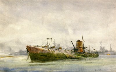 Antautunut ja rantautunut sukellusvene, Portsmouth tekijältä William Lionel Wyllie