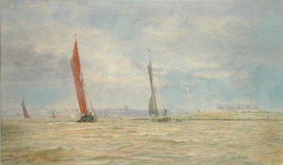 Hoo Fort, Medway-joki (akvarelli paperille) tekijältä William Lionel Wyllie