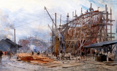 Point House Shipyard (akvarelli) tekijältä William Lionel Wyllie