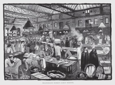 Billingsgate Market, Early Morning (litho) tekijältä William Luker