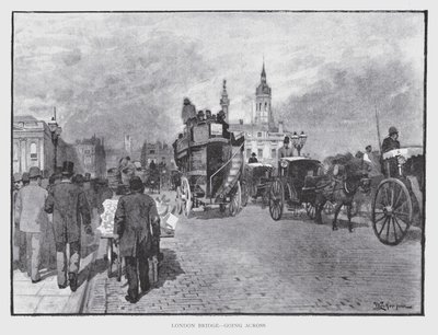London Bridge, menee poikki (litho) tekijältä William Luker
