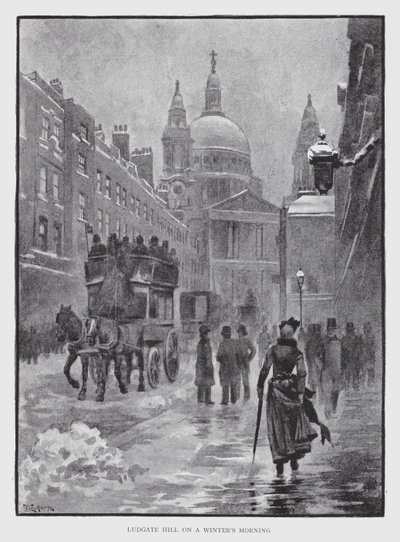 Ludgate Hill talviaamuna (litho) tekijältä William Luker