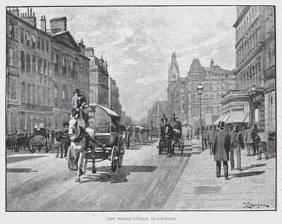 New Bridge Street, Blackfriars (litho) tekijältä William Luker