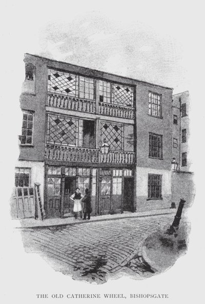 Vanha Catherine Wheel, Bishopsgate (litho) tekijältä William Luker