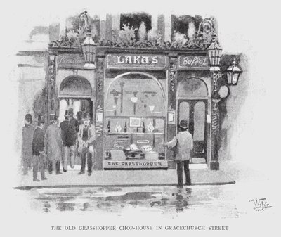 Old Grasshopper Chop-House Gracechurch Streetillä (litho) tekijältä William Luker