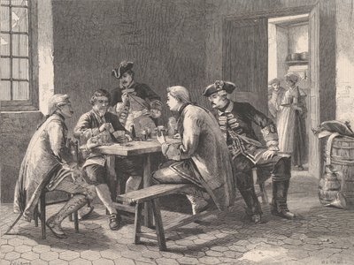 Soldiers Playing at Cards, Illustrated London News, 4. toukokuuta 1861 tekijältä William Luson Thomas