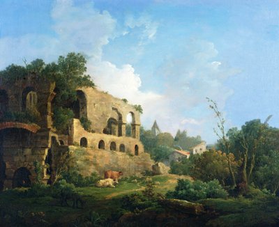 Italialainen maisema talolla lähellä klassisia raunioita tekijältä William Marlow