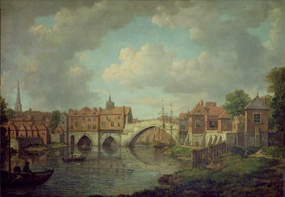 Ouse Bridge, York, noin 1764 (öljy kankaalle). tekijältä William Marlow