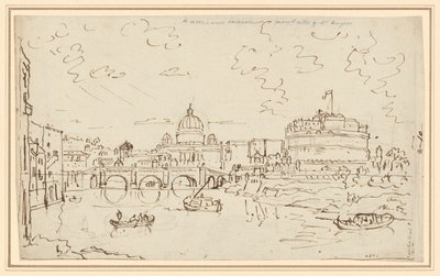 Tiber Pyhän Pietarin ja Castel S. Angelon kanssa (recto) tekijältä William Marlow