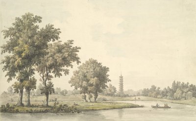 Näkymä järvelle ja saarelle Kew