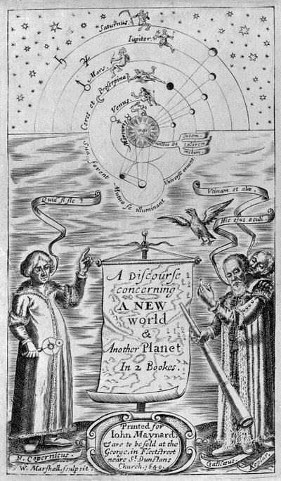 Diskurssi uudesta maailmasta ja toisesta planeettasta kahdessa kirjassa, 1640 (etusivu) tekijältä William Marshall