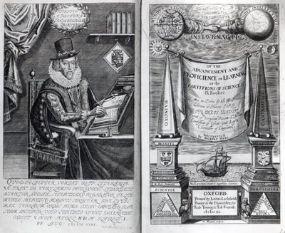Etukappale ja nimilehti Francis Baconin Instauratio Magnasta, 1640 tekijältä William Marshall