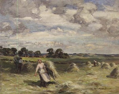 Sadonkorjuu lähellä Saltoun, East Lothian tekijältä William Marshall Brown