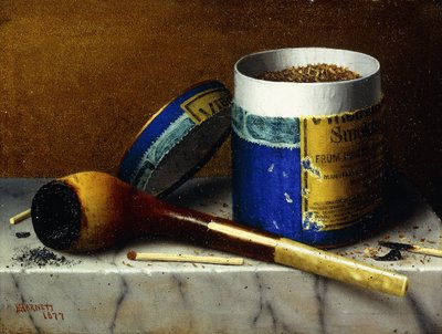 Tupakka ja piippu, 1877 tekijältä William Michael Harnett
