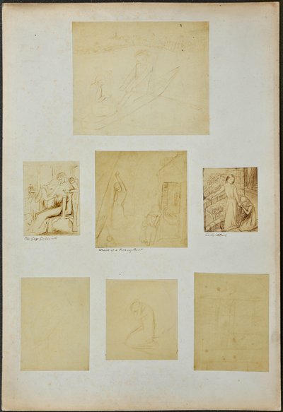 Opinnäytetyöt "The Gay Goshawk", "Wreck of a Sailing Boat", "Lady Clare" ja muita luonnoksia varten. tekijältä William Michael Rossetti