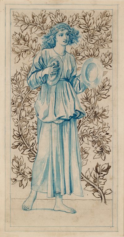Nainen soittamassa symbaaleja, 1800-luvun loppu tekijältä William Morris