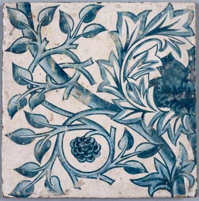 Sininen kukka-aihe. Tiili, 1870-1880 luvut. tekijältä William Morris