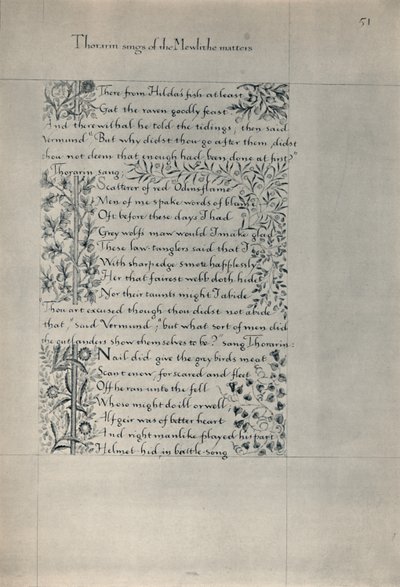 Sivu Eyrin asukkaiden tarinasta, 1871. tekijältä William Morris