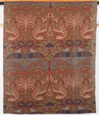 Peacock ja lohikäärme, käsin verhottu toimikkaverho, Morris & Co., 1878 tekijältä William Morris