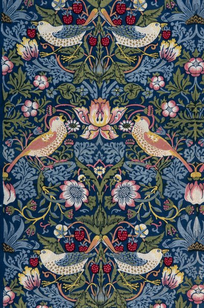 Mansikkavaras. Koristeellinen kangas, 1883. tekijältä William Morris