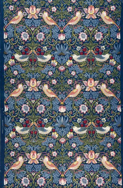 Mansikkavaras. Koristeellinen kangas, 1883. tekijältä William Morris