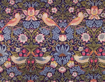 "The Strawberry Thief" -tekstiili, jonka suunnitteli William Morris (1834-96) 1883 (painettu puuvilla) tekijältä William Morris